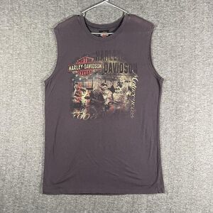 Harley-Davidson Shirt Mens Large Black Rawhide Olathe KS Sleeveless Biker Y2K
